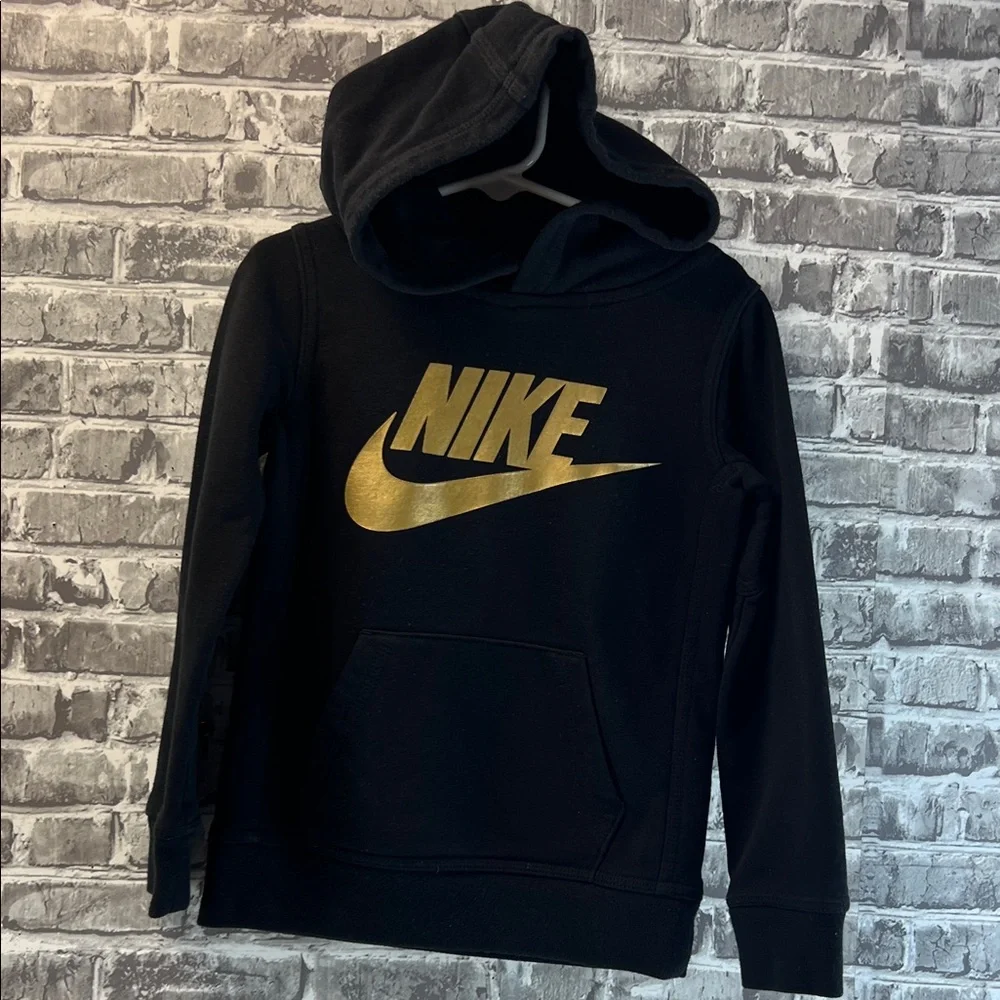 Girl's Nike Hoodie in Black‎ with Gold Swoosh